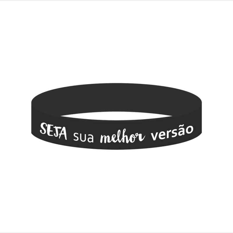 Pulseira personalizada com mensagem motivacional.